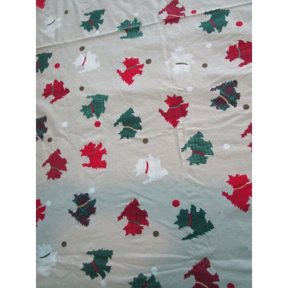Martha Stewart Collection Queen Flannel Sheet Set Christmas Plaid Scotty Dog - Picture 12 of 16